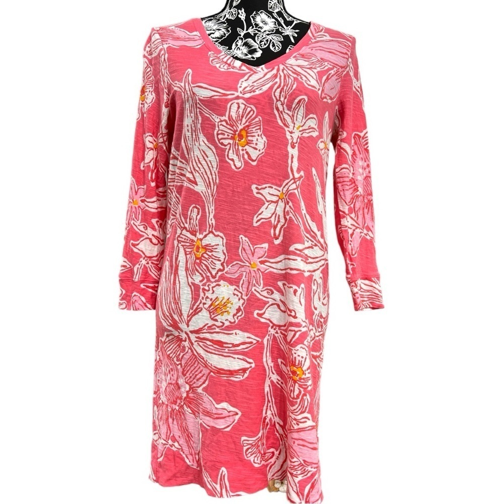 Lilly Pulitzer Corine Pink Floral Cotton Shift Dress Size Small